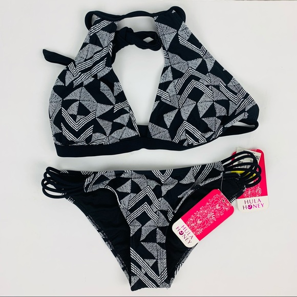 🔥HULA HONEY🔥2-Piece Bikini Maze Muse Halter Cheeky Swimsuit Small/Medium NWT - Picture 5 of 7